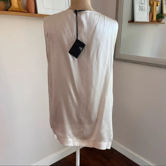 Fabiana Filippi High Neck Champagne Silk Sleeveless Blouse - Picture 9 of 15